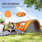 Outsunny 4 Person Camping Tent, Easy Pop Up Tent with Doors, Windows and Carry Bag, Automatic Setup Tent for Hiking, Orange