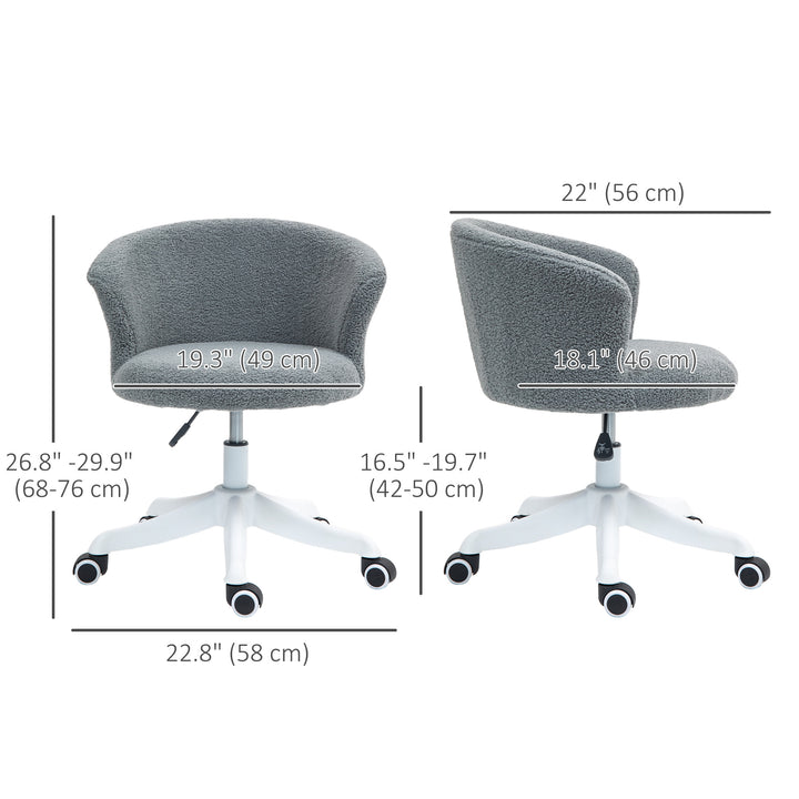 Vinsetto Armless Office Chair, Fluffy Computer Desk Chair with Adjustable Height, Swivel Wheels, Mid Back, White