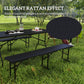 Outsunny 6FT 3PCS Faux Rattan Outdoor Camping Table Bench Set with Carrying Handles, Folding Picnic Table with 2 Benches, Black