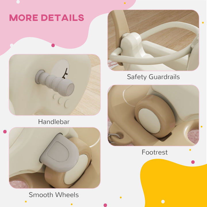 Qaba 5 in 1 Rocking Horse for Toddlers 1-6 Years with Balance Board, Push Handle, 4 Smooth Wheels