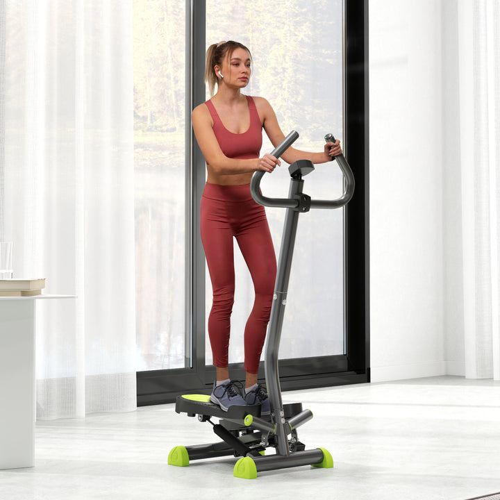 Soozier Twist Stepper Exercise Machine with Adjustable Resistance, LCD Screen - White & Green