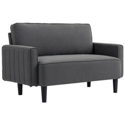 HOMCOM Loveseat Sofa, Linen 2 Seater Sofa Couch with Thick Padded Seat & Backrest for Living Room, Home Office, Dark Grey