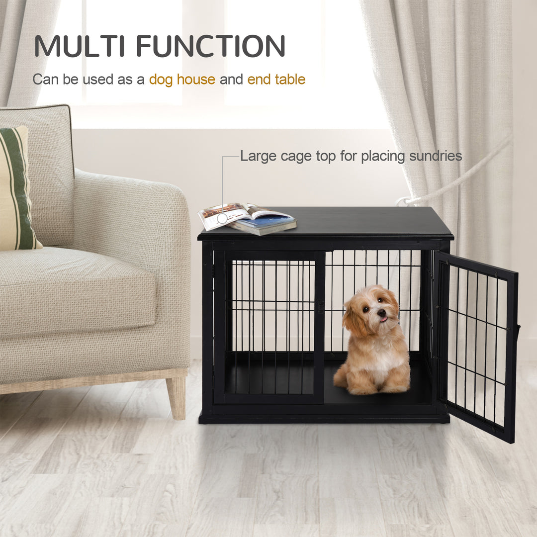 PawHut 26" Wooden Dog Cage with Double Door Entrance & Simple Modern Design, Brown