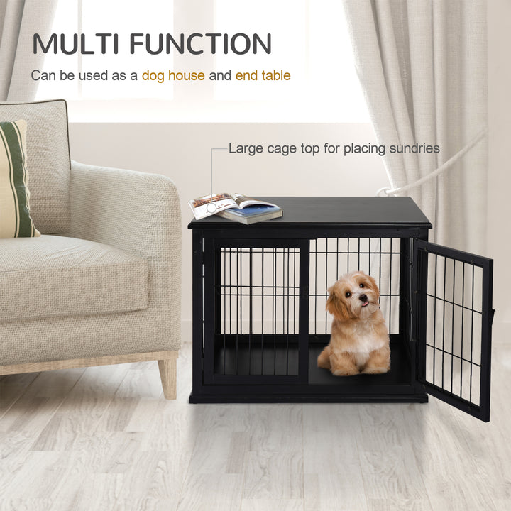 PawHut 26" Wooden Dog Cage with Double Door Entrance & Simple Modern Design, Brown