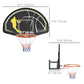 Soozier Wall Mounted Basketball Hoop with 43'' x 30'' Shatter Proof Backboard, for Indoor and Outdoor, Black