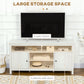 HOMCOM TV Stand for TVs up to 55", TV Unit with Storage Cupboard and Shelves, 55.1" x 15.7" x 27", White