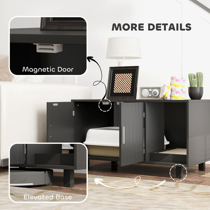 PawHut Cat Litter Box Enclosure, Hidden Litter Box Furniture, Cat House End Table Washroom with Scratching Pad, for Indoor Cats Kittens, Brown