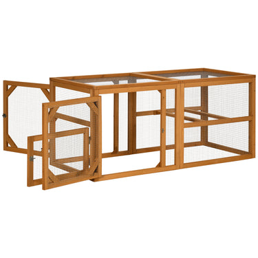 PawHut 55" Wooden Chicken Coop Extension Outdoor with Roosting Bars, Combinable Design, Orange
