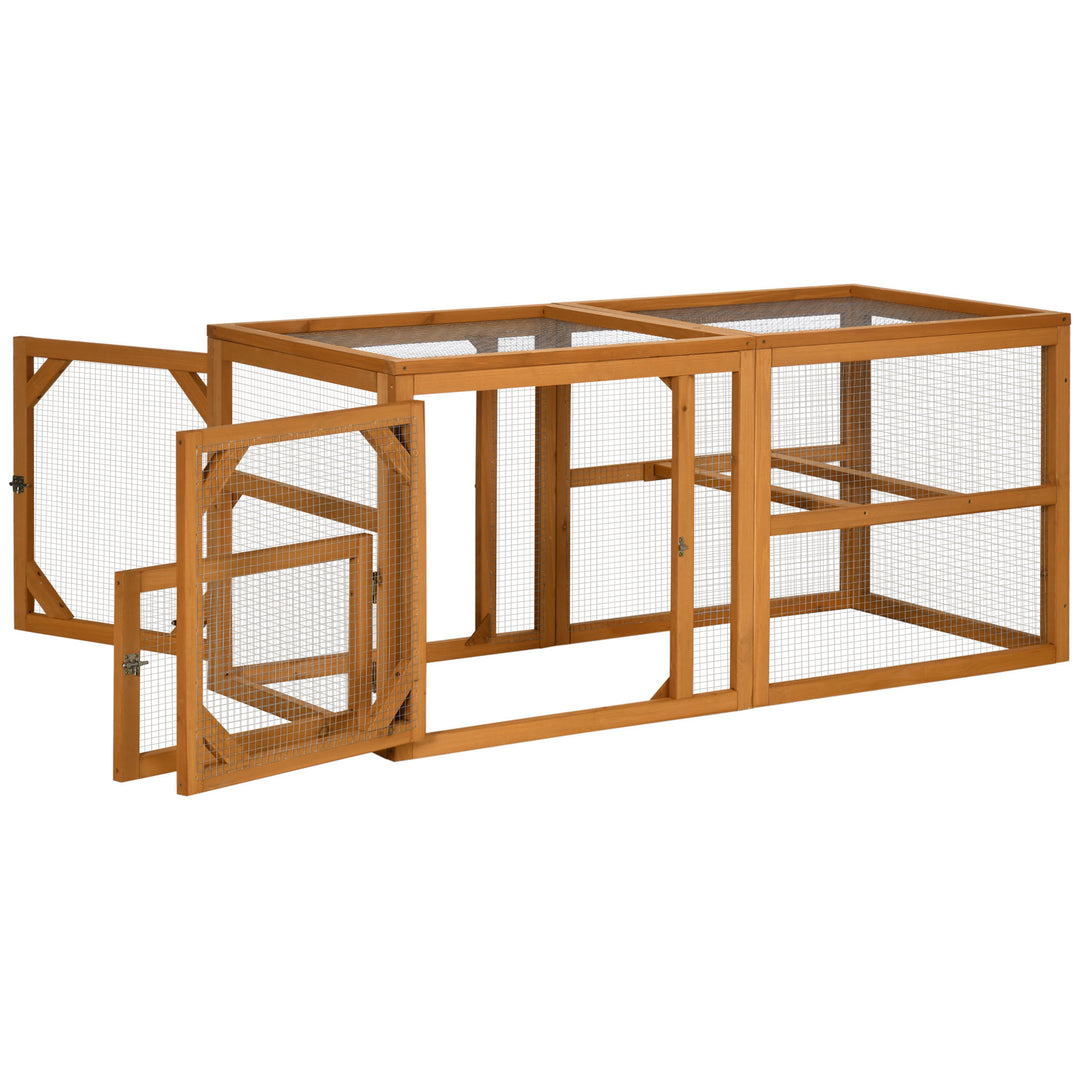 PawHut 55" Wooden Chicken Coop Extension Outdoor with Roosting Bars, Combinable Design, Orange