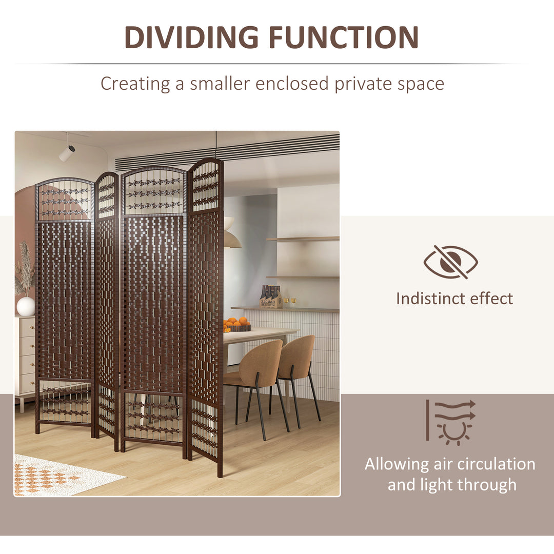HOMCOM 4 Panel Folding Room Divider, Portable Privacy Screen, Wave Fiber Room Partition for Home Office, Natural