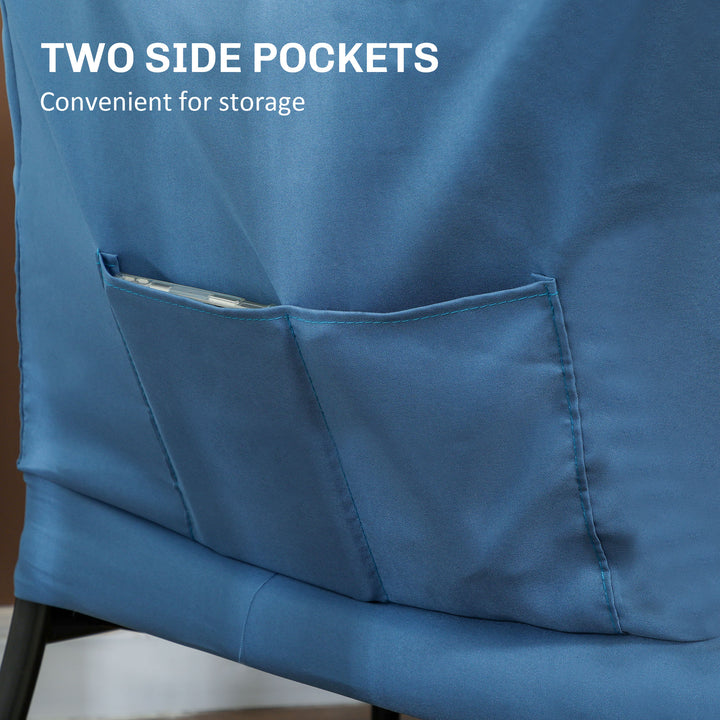 HOMCOM Modern Accent Chair, Armchair with Side Pockets and Solid Steel Legs, Comfy Reading Chair for Living Room, Cream White