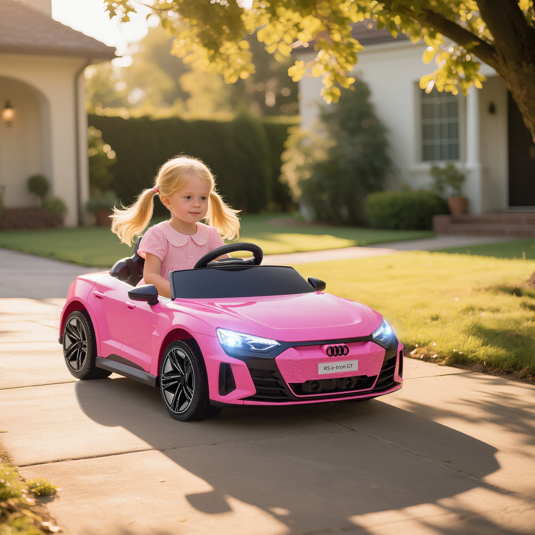 Aosom Ride-On Toy On Car with Remote Control, 12V 3.1 MPH Electric Ride for Kids w/ Suspension System, Horn Honking, Pink