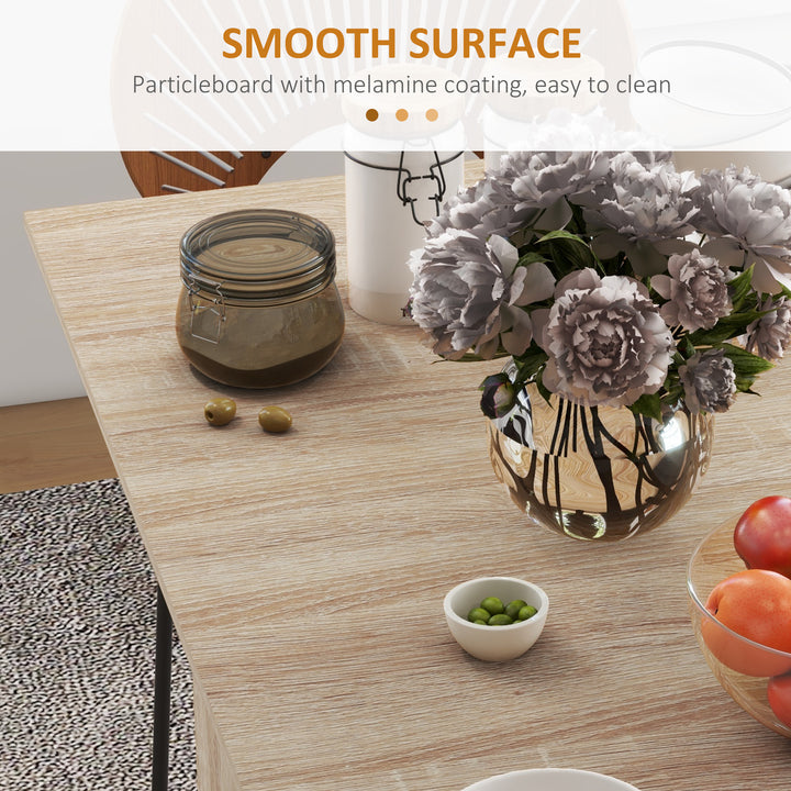 HOMCOM Extendable Dining Table, Collapsible Folding Table w/ 2-tier Shelves and Rolling Casters, Nature Wood