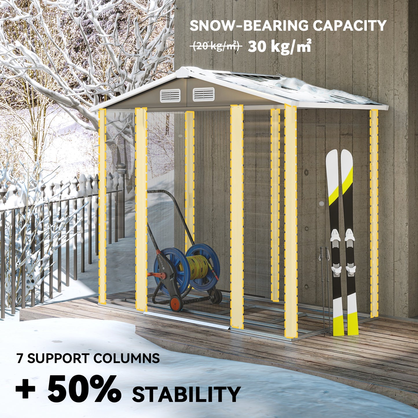 Outsunny 7' x 4' Outdoor Storage Shed, Metal Garden Shed with Lockable Doors and Gloves for Backyard, Garden, Patio, Dark Grey