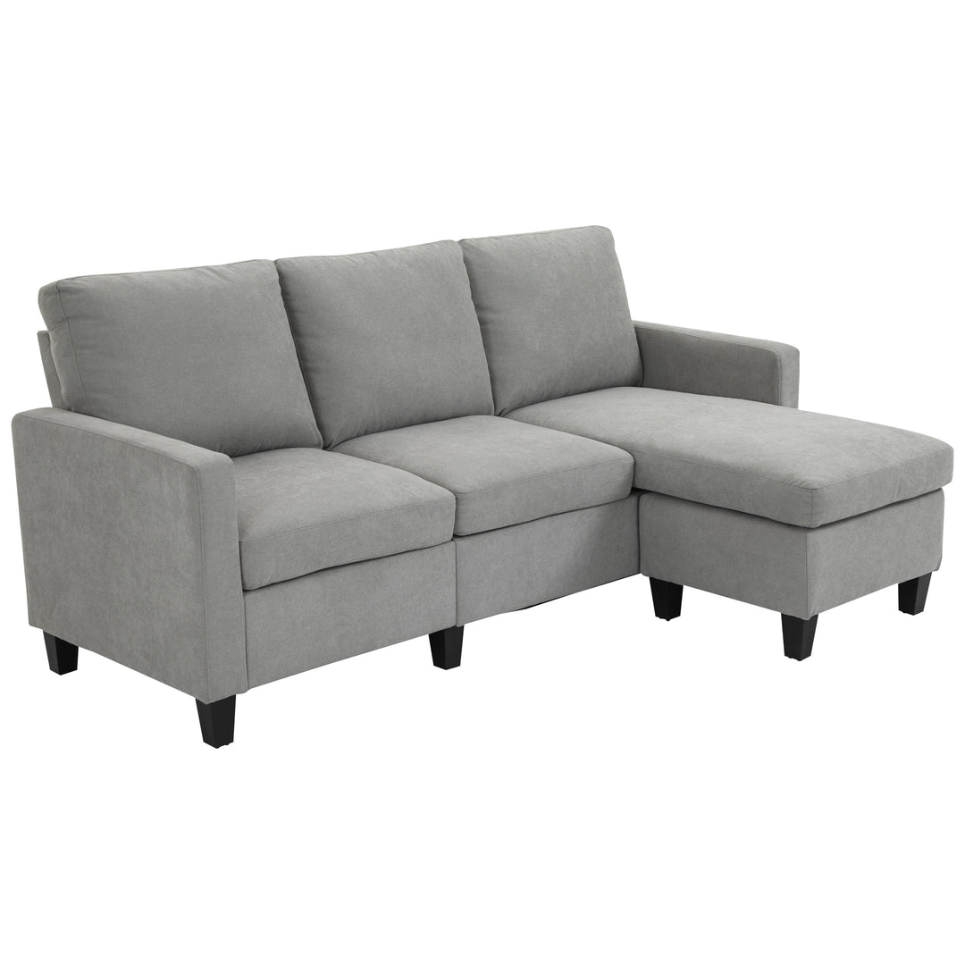 HOMCOM L-Shape Sofa, Modern Sectional Couch with Ottoman, Corner Sofa for Living Room, Light Grey