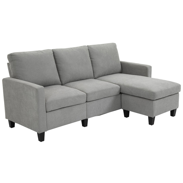 HOMCOM L-Shape Sofa, Modern Sectional Couch with Ottoman, Corner Sofa for Living Room, Light Grey