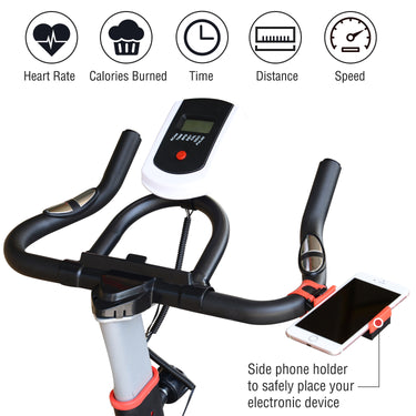 Soozier Upright Stationary Exercise Bike Indoor Cardio Workout Training Bicycle w/ Adjustable Resistance LCD Monitor Phone Holder, Black