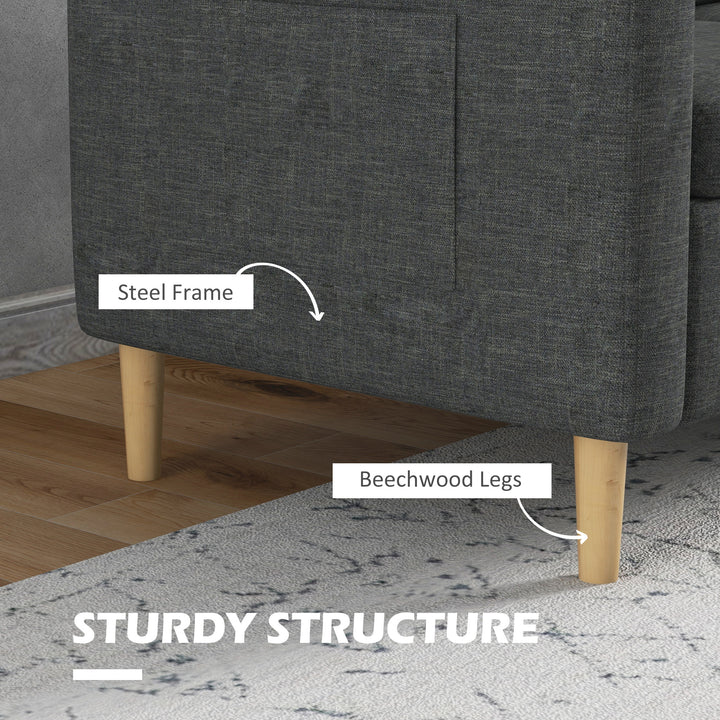HOMCOM 56" 2 Seat Sofa, Modern Love Seats Furniture, Upholstered 2 Seater Couch with Side Pockets, Solid Steel Frame, White