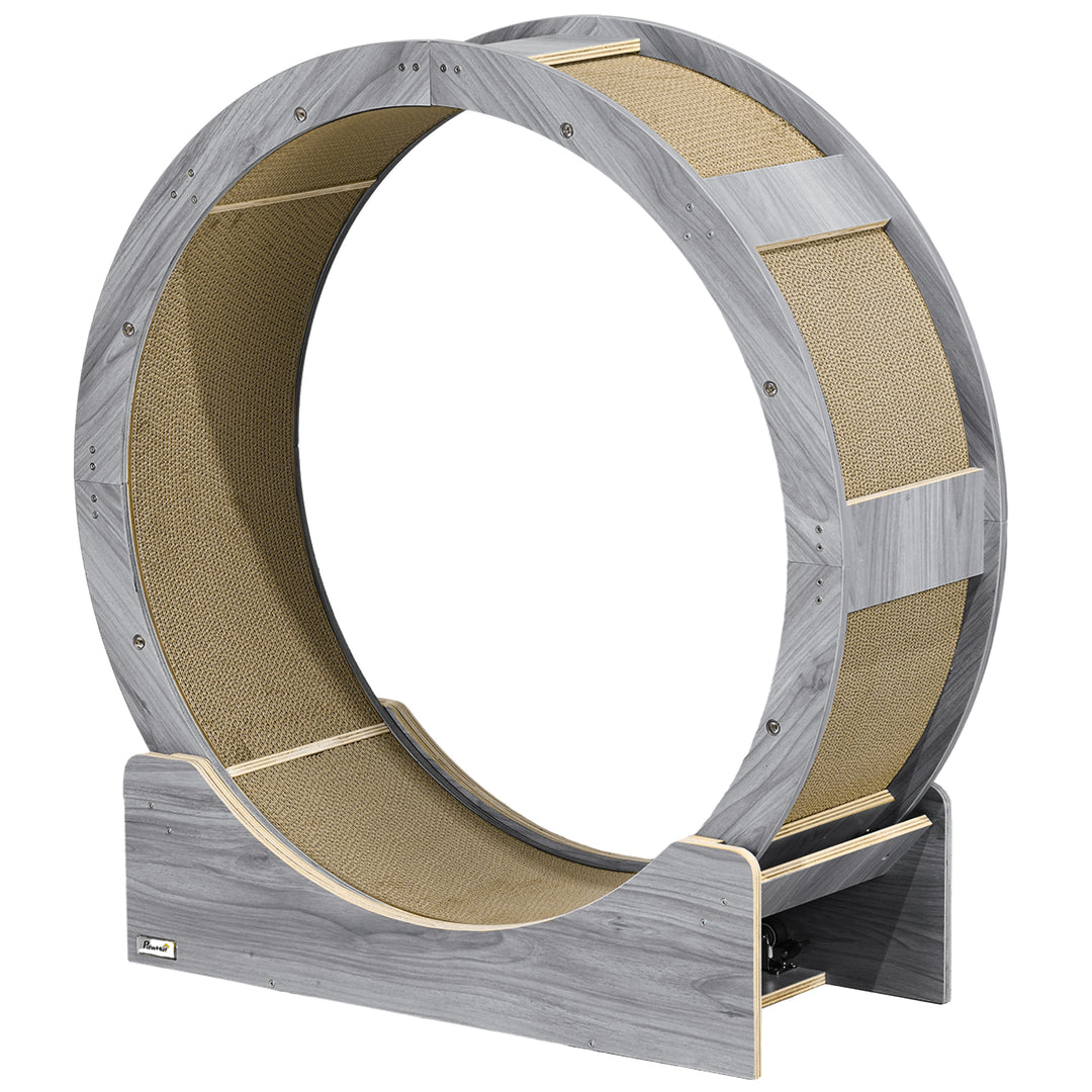 PawHut 36" Cat Wheel for Indoor Cats with Brake, Scratching Pads, Oak