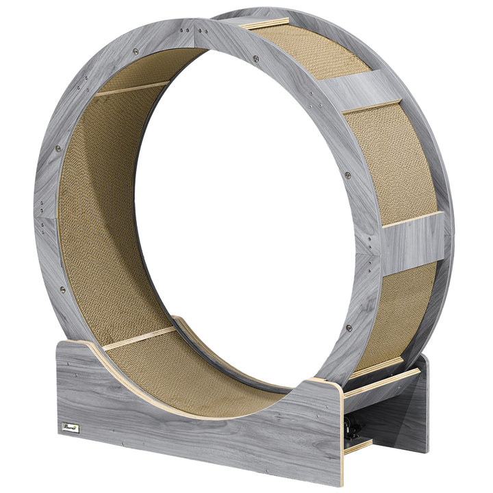 PawHut 36" Cat Wheel for Indoor Cats with Brake, Scratching Pads, Oak