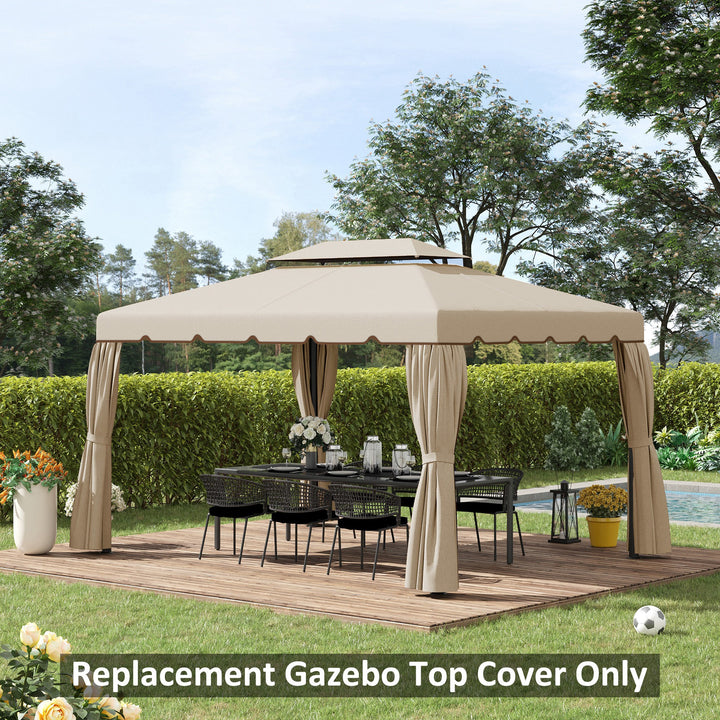 Outsunny 13' x 10' Gazebo Replacement Canopy, Gazebo Top Cover with Double Vented Roof for Garden Patio(TOP ONLY), Beige