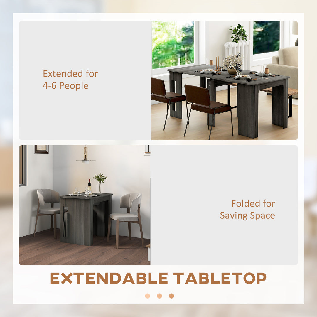 HOMCOM Extendable Dining Table, Expandable Kitchen Table for Small Spaces, Seats up to 6 People, Dark Brown