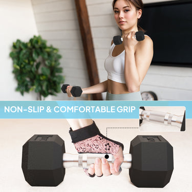 Soozier 100 LBS Hex Dumbbell Set with Rack, Rubber Coated Weights with Non-Slip Handles for Home Gym Strength Training