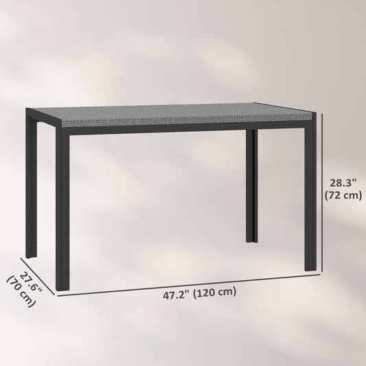 Outsunny Rectangular Outdoor Dining Table, 4-Seat Patio Table with PE Rattan Wicker Tabletop for Backyard and Lawn, Grey
