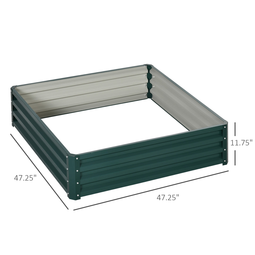 Outsunny 4' x 4' x 1' Raised Garden Bed Galvanized Steel Planter Box for Vegetables, Flowers, Herbs, Green