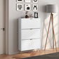 HOMCOM Modern Shoe Storage Cabinet with 3 Flip Drawers for 18 Pairs, Narrow Shoe Organizer for Entryway, Hallway, White
