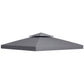 Outsunny 10' x 10' Square 2-Tier Gazebo Canopy Replacement Top Cover Outdoor Garden Sun Shade, Charcoal Grey
