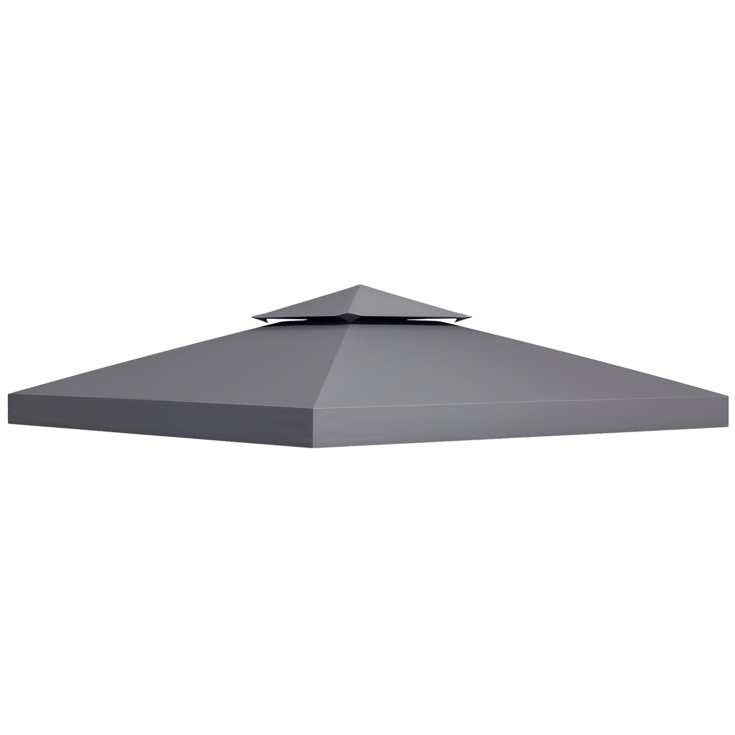 Outsunny 10' x 10' Square 2-Tier Gazebo Canopy Replacement Top Cover Outdoor Garden Sun Shade, Charcoal Grey