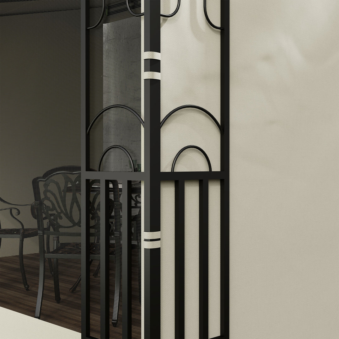 Outsunny 10' x 13' Wall Pergola, Outdoor Gazebo with 2 Curtains and 2 Nettings, UV Resistant, for Patio, Deck, Dark Grey