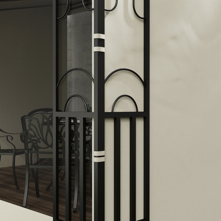 Outsunny 10' x 13' Wall Pergola, Outdoor Gazebo with 2 Curtains and 2 Nettings, UV Resistant, for Patio, Deck, Dark Grey