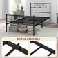 HOMCOM Metal Full Platform Bed Frame with Headboard, Steel Slat Support, Underbed Storage, No Box Spring Needed, Easy Assembly