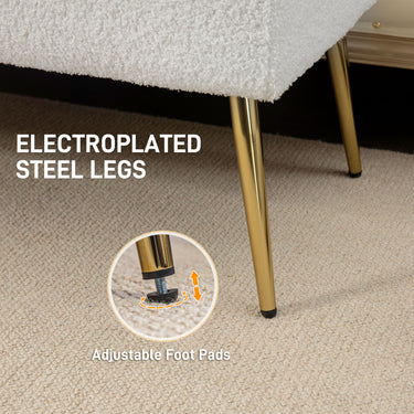 HOMCOM 44" Lamb's Wool-Feel Upholstered Bedroom Bench, End of Bed Bench with Thick Padded Cushion and Steel Legs, Cream White