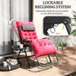 Outsunny Padded Zero Gravity Chair, Folding Recliner Chair, Patio Lounger with Cup Holder, Adjustable Backrest, Removable Cushion for Outdoor, Deck, Poolside, Red
