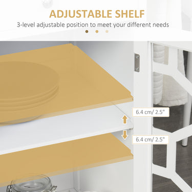 HOMCOM Kitchen Cart on Wheels, Rolling Kitchen Island with Drawer, Glass Door, Towel Rack and Adjustable Shelf, White