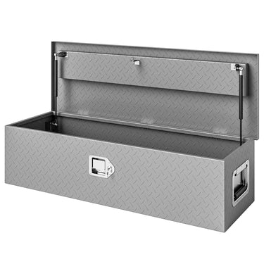 HOMCOM 39" x 13" x 10" Truck Tool Box Heavy Duty Aluminum Trailer Tongue Box with Lock and Keys for Pick Up Truck RV Trailer