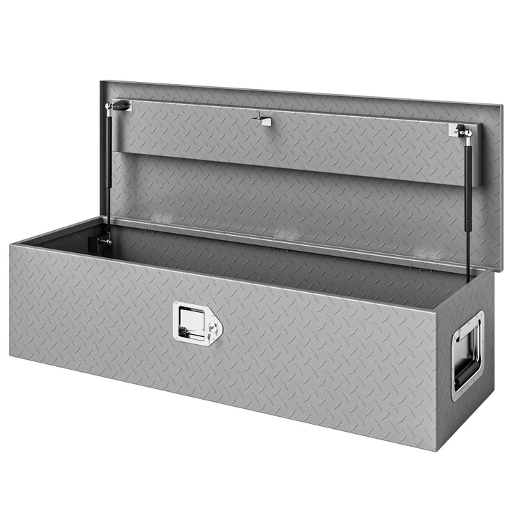 HOMCOM 39" x 13" x 10" Truck Tool Box Heavy Duty Aluminum Trailer Tongue Box with Lock and Keys for Pick Up Truck RV Trailer