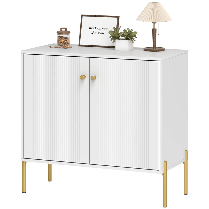 HOMCOM Sideboard, Modern Buffet Cabinet, Coffee Bar Cabinet with Fluted Doors and Adjustable Shelf, White