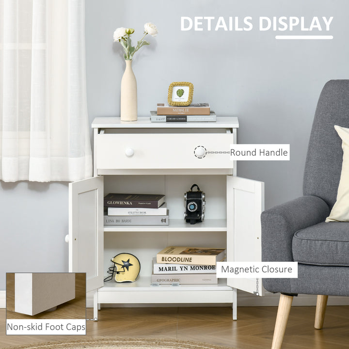 HOMCOM Bathroom Cabinet, Freestanding Accent Sideboard with Storage Drawer & Adjustable Shelf, White