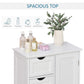 kleankin Bathroom Storage Cabinet, Floor Cabinet with Adjustable Shelf and 4 Drawers, Side Cabinet for Washroom, White