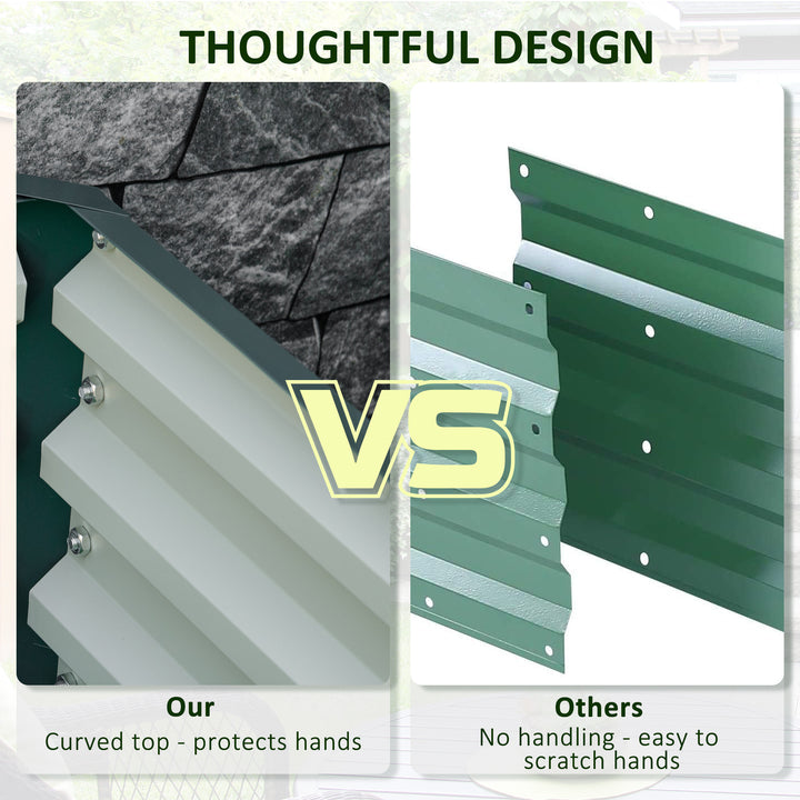 Outsunny 4' x 4' x 1' Raised Garden Bed Galvanized Steel Planter Box for Vegetables, Flowers, Herbs, Green