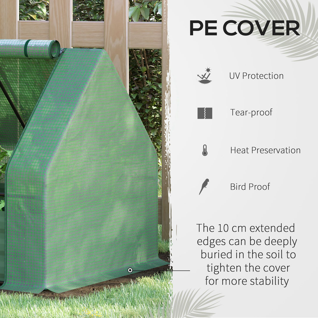 Outsunny Steel Outdoor Raised Garden Bed with Greenhouse,Cover, Roll Up Door, Dual Use, 50"x37.4"x36.2", Green
