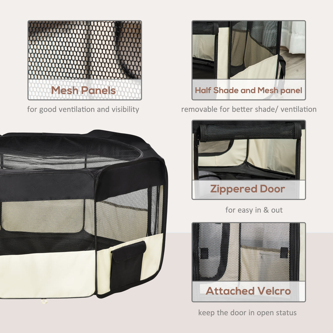 PawHut 49.2-inch Soft Pet Playpen Folding Dog Pen Outdoor with Bag