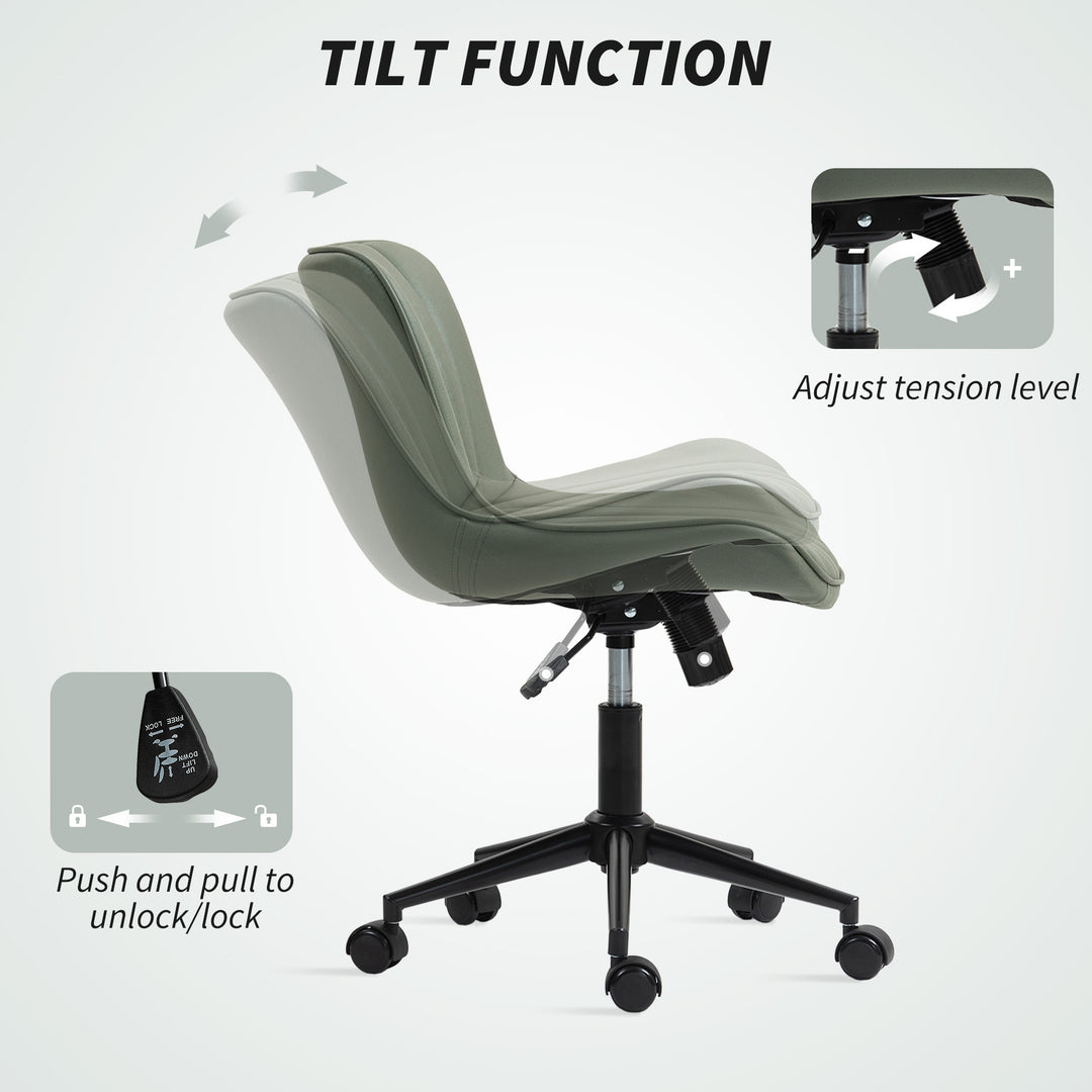 HOMCOM Armless Office Chair, 360° Swivel Desk Chair with Adjustable Height & Tilt Function for Home Office, Study, Dark Green