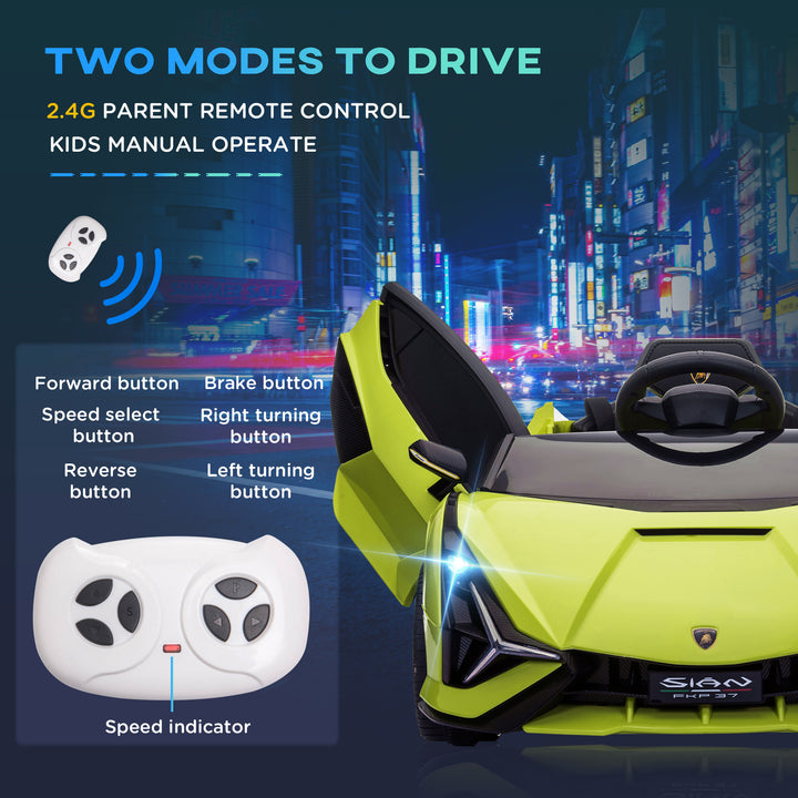 Aosom Compatible 12V Battery-powered Kids Electric Ride On Car Toy with Parental Remote Control Music Lights MP3 Green