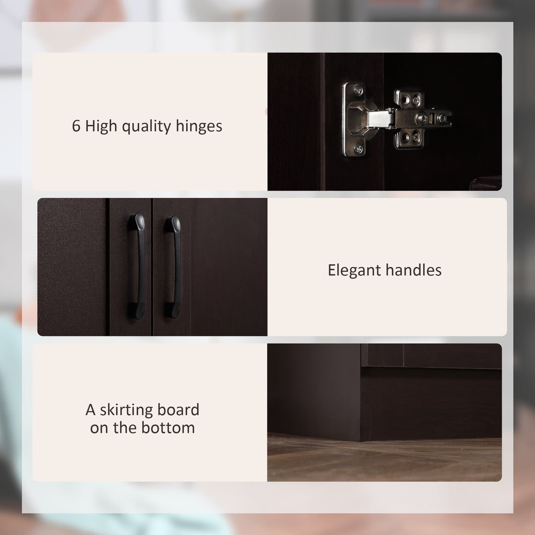 HOMCOM 66" Kitchen Pantry Cabinet, Freestanding Storage Cabinet with 2 Soft Close Doors and 4 Shelves, Dark Walnut