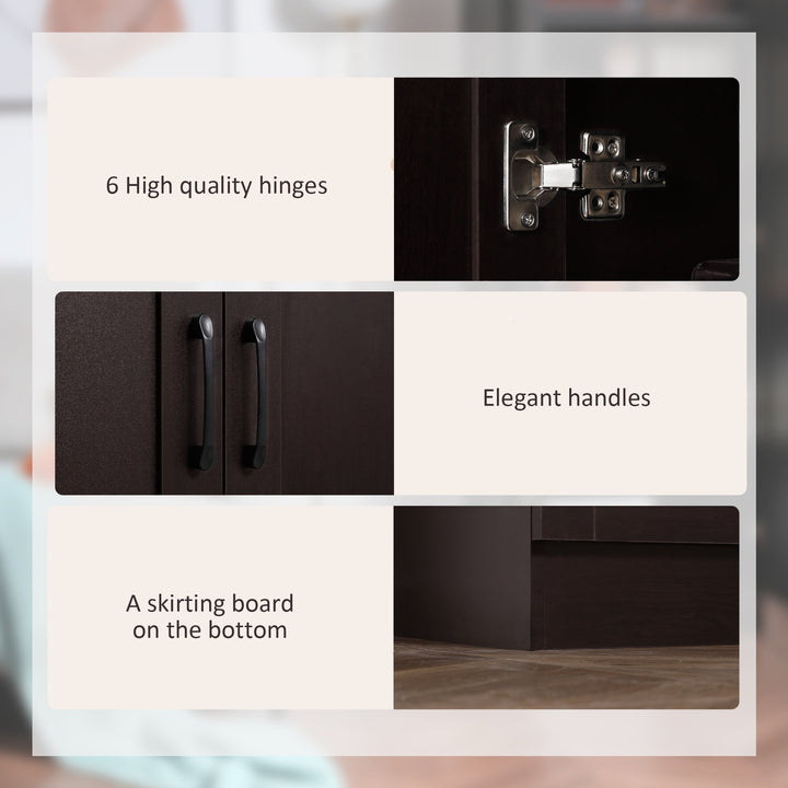 HOMCOM 66" Kitchen Pantry Cabinet, Freestanding Storage Cabinet with 2 Soft Close Doors and 4 Shelves, Dark Walnut